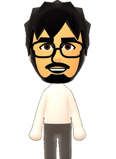 Black haired and bearded mii character