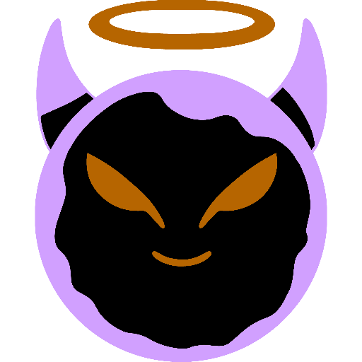 Cute smiling devil with an angel aureola, levitating up and down. Created by Slime Studio.